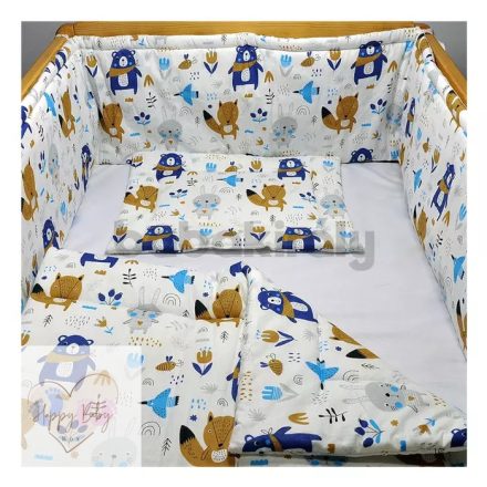 Baba Ágynemű szett 3 db os Babakirály Erdei Állatos kék