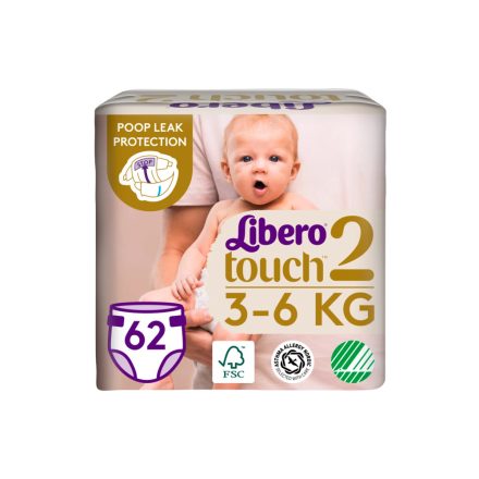 Libero Touch pelenka 2-es (3-6 kg) 62 db