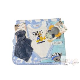   Fiús babaköszöntő ajándékcsomag Mickey egér és Pluto mintás bodyval