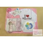 Közepes- I love Mum & Dad  lányos babaköszöntő csomag