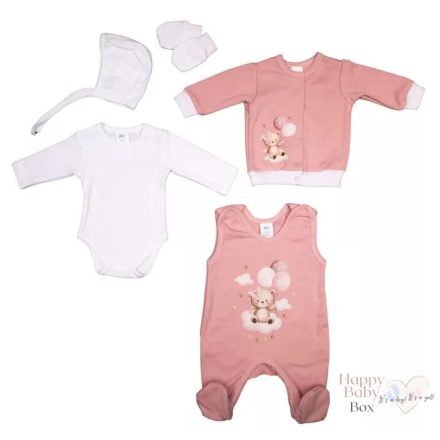 5 részes belül bolyhos lányos baba szett Macis mintával