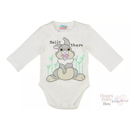 Hosszú ujjú baba body Thumper nyuszi mintával fehér