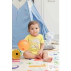 Rövid ujjú baba body macis mintával -sárga-
