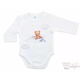 Hosszú ujjú baba body Macis mintával