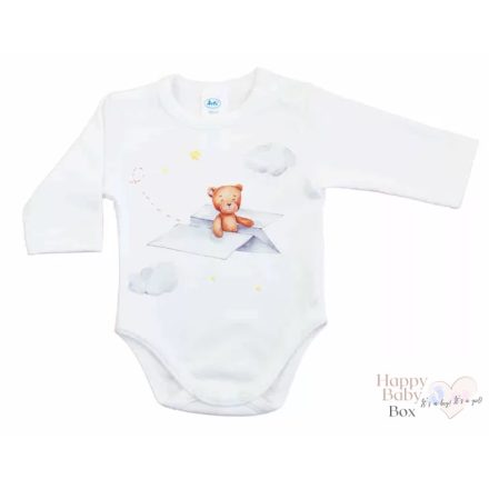 Hosszú ujjú baba body Macis mintával